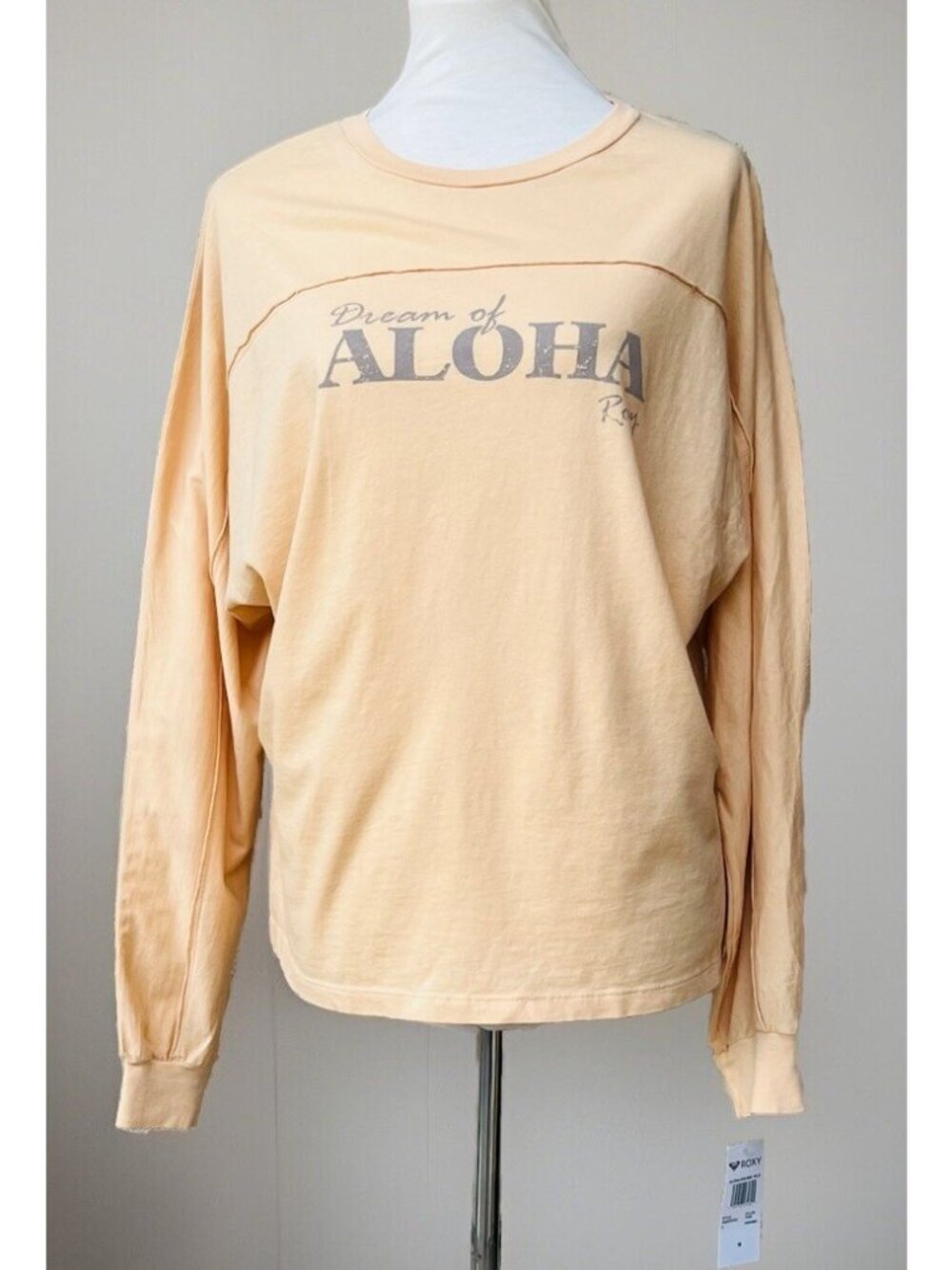 Roxy Aloha Dreams Tee M Orange Embroidered Long Sleeve Top - Picture 7 of 7